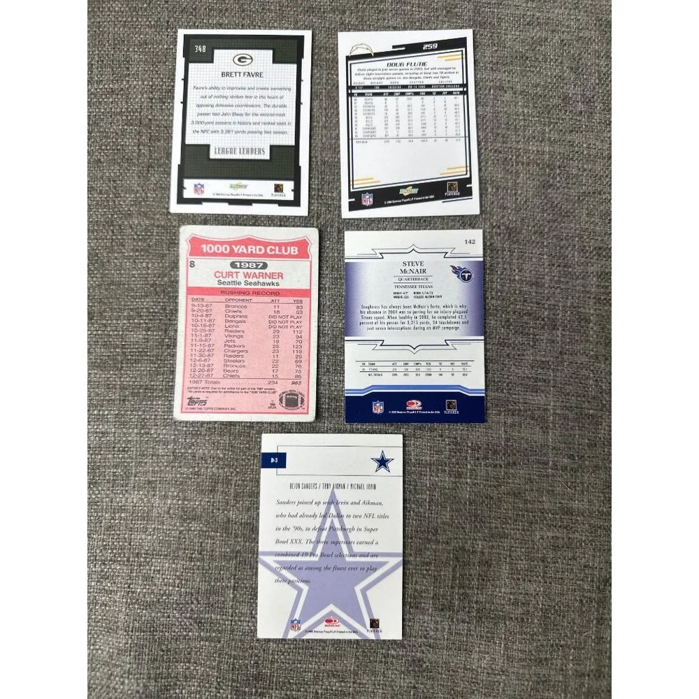 NFL Football Trading Cards Mixed Lot  Brett Favre Steve McNair & Curt Warner